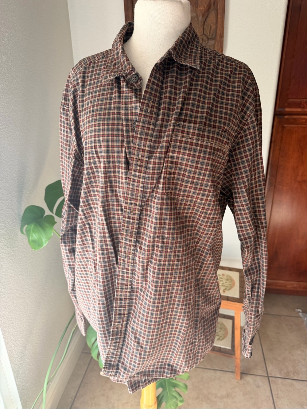 North River Men’s XL Plaid Button Down Shirt Outdoor